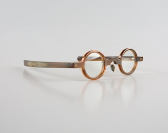 Monturas de gafas redondas de cuerno hechas a mano: ámbar oscuro, estilo vintage