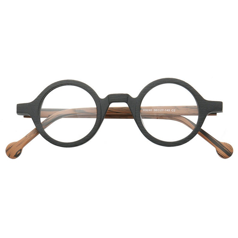 Vintage Style Classic Japanese Acetate Small Round Glasses Prescription Glasses Reading Glasses Different Colors Black Wood