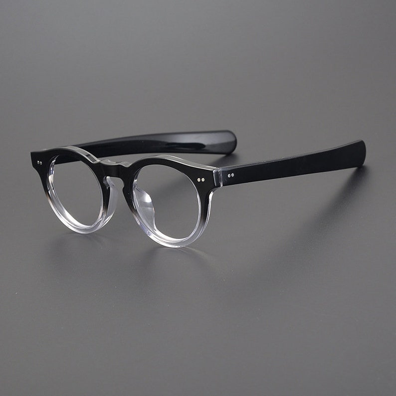 Vintage japanischen Stil Acetat Brillengestell Gläser gerade Bügel verschiedene Farben Korrekturgläser Black Transparent