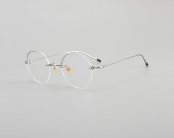 Retro japanischer Stil Leichte Halbrand Titan Brille - Verschiedene Farben - Brillen mit Stärke - Herren Brille Retro