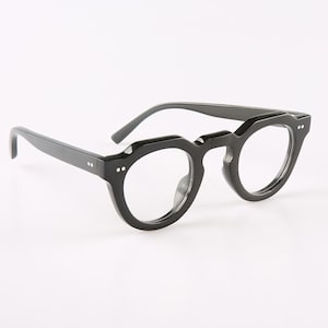 Montures de lunettes faites à la main en corne naturelle véritable - Noir piano - Rivets en acier inoxydable - Hommes - Femmes - 100 % corne de buffle véritable