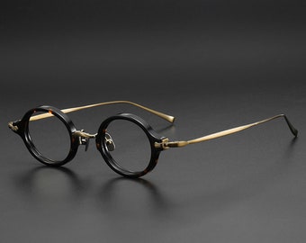 Petites lunettes légères en titane de style japonais rétro - Différentes couleurs - Verres correcteurs - Lunettes de soleil homme rétro