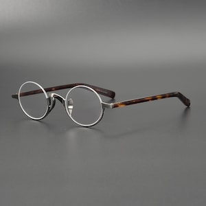 Petites montures de lunettes rondes ovales légères en titane et acétate de style japonais vintage Verres de prescription Lunettes rétro unisexes Gris