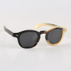 Véritable corne naturelle Montures de lunettes faites à la main - Couleur caramel - Rivets - Hommes - Femmes - 100% Corne authentique