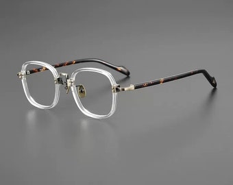 Lunettes de vue carrées rondes faites main en acétate de titane de style japonais - Différentes couleurs - Verres correcteurs -