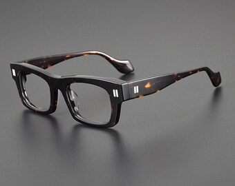 Gafas de montura ancha hechas a mano de acetato de estilo japonés vintage - Diferentes colores - Lentes graduadas -