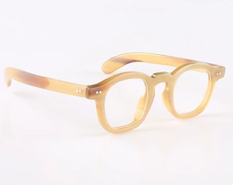 Genuine Natural Horn Handmade Glasses Frames - Caramel Color - Rivets- Men - Women - 100% Genuine Bull Horn