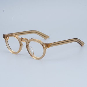 Vintage japanischer Stil Acetat klassische Polygon handgefertigte Rahmen Brille verschiedene Farben Korrektionsgläser Yellow