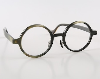Handgefertigte Runde Horn Brillengestelle: Vintage Style Männer/Frauen