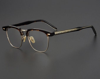 Vintage japanischer Stil Acetat Titan Klassische Handgemachte Rahmen Brille - Verschiedene Farben - Gläser mit Stärke