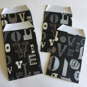 limited series - 5 luxury gift bags - black love - 12 x 18 cm made in France