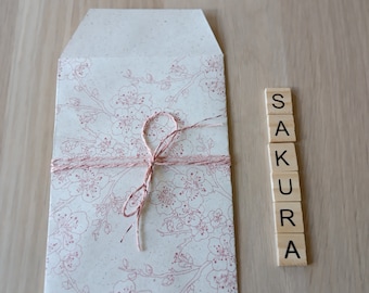 Pochettes /Sachets cadeau papier ecologique  Série SAKURA- (X10) fabrication artisanale en France