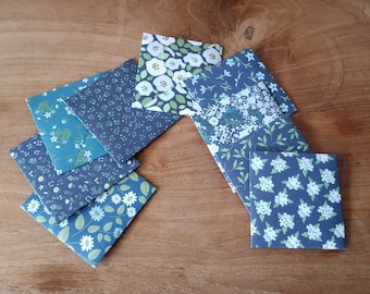 Mini enveloppes (x9)-  série fleurs bleues - fabrication artisanale - made in France