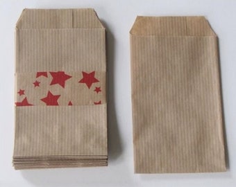Natural laid kraft gift pouches / bags 7x12cm ( X 50 ) - recyclable