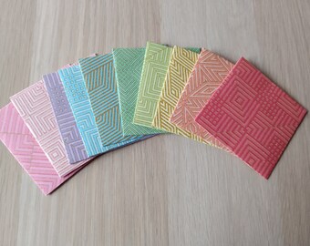 Mini enveloppes (x10)-  série arc en ciel - fabrication artisanale - made in France