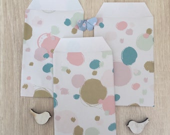 Pochettes cadeau kraft recyclé blanc motif bulles  ( x 10 ) - fabrication artisanale Française