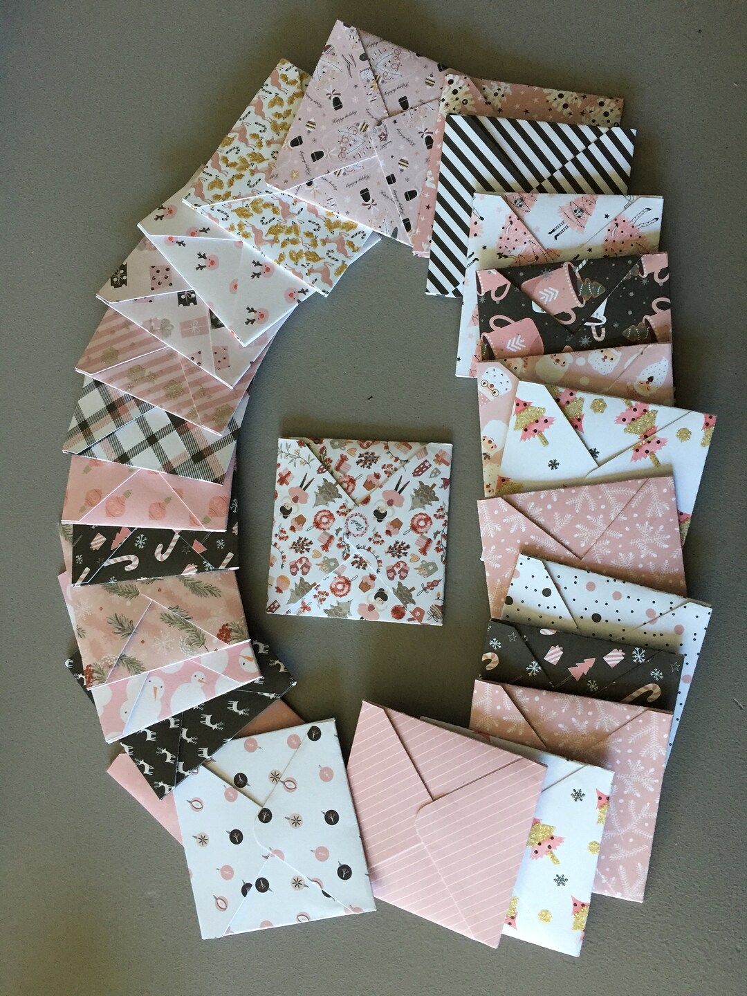 SET 25 Mini Cardboard Envelopes Powder Pink Black Gold White - Etsy