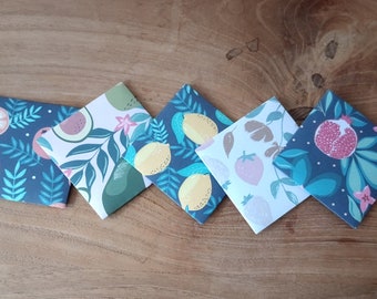 Mini enveloppes (x5)-  série tutti frutti - fabrication artisanale - made in France