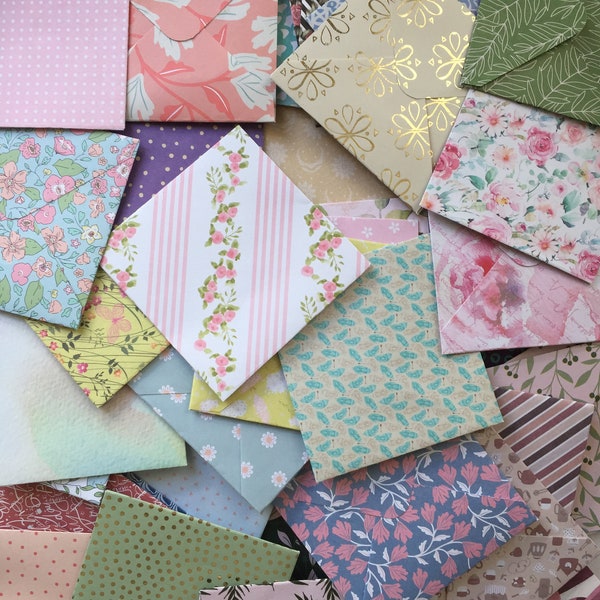 Mini enveloppes en mélange aléatoire (25/50) - faites main - made in France