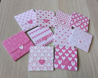 Mini cartes "triples" série coeurs rose -LIVRE D'OR - Saint Valentin- 6x14,5cm -