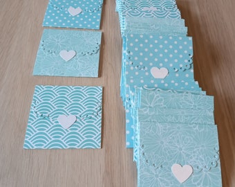 Mini cartes "triples" série turquoise -LIVRE D'OR -  Guest Book- 6x14,5cm -