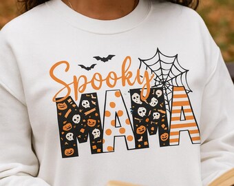 Spooky Mama Sweatshirt Halloween Crewneck Pullover Witchy Mom Apparel