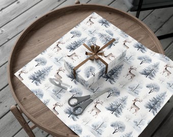 Winter Forest Deer Gift Wrap Holiday Wrapping Paper Sheets