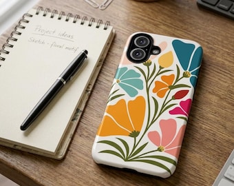 Boho Tough Phone Case for Flower Lovers Protective Hard Cover Floral Design iPhone Case with Durable Shockproof Style iPhone Case Gift Idea