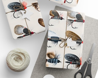 Papeles de regalo para señuelos de pesca, papel de regalo para pescadores, papel de regalo con temática de pesca para papá, papel de regalo para cumpleaños de pescador al aire libre, papel de regalo masculino para él