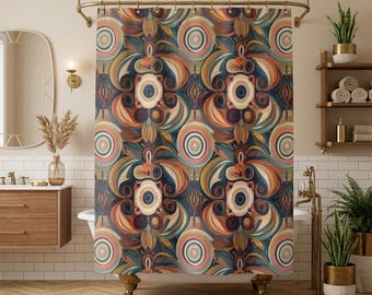 Bohemian Shower Curtain Boho Decor Bathroom Vibrant Color Retro Polyester Bathroom Decor Artistic Home Style Accent