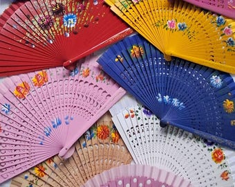 Flamenca Spanish Wooden Hand Held Fan Hand Painted