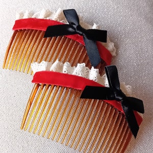 Flamenca Peinecillo Comb Red Velvet Hand Made Accessories