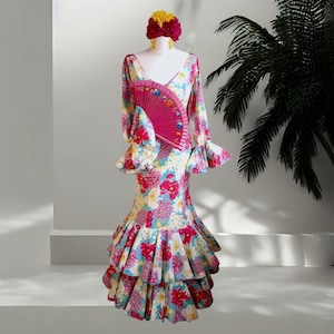 RARE Authentic Spanish Flamenco Feria Dress, Women's Dance Costume with New Accessories