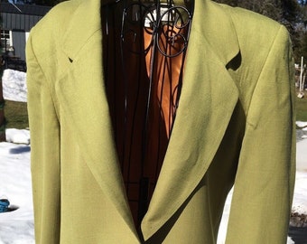 Vintage Womens Unisex Jones New York Size 6 Sage Green Blazer, Suit Jacket Orange Lining Women Blazer