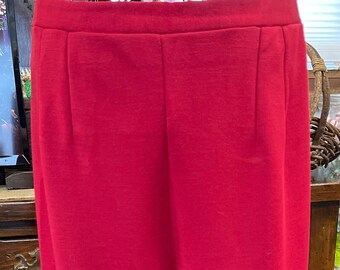 Vintage Red Polyester Bell Bottom Wide Leg Pull On Slacks 1950’s