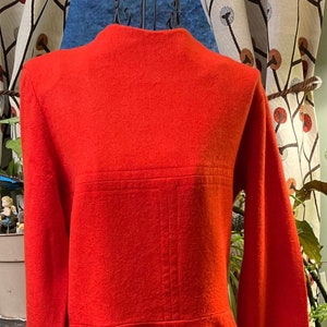 Vintage Red Wool Women Dress  Long Sleeves Winter Dress