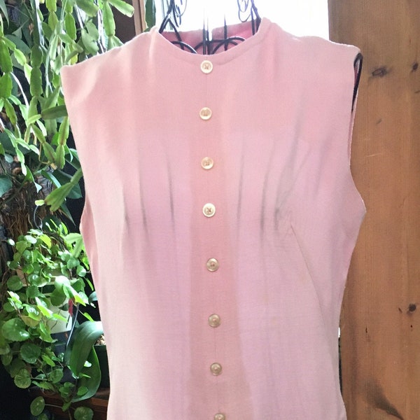 Vintage Pink Sleeveless 1960's  Shift Dress Small, Summer Dress