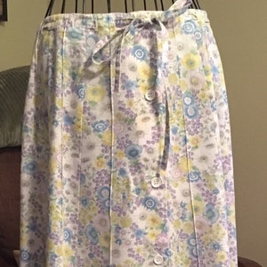 Vintage Floral Button Full Cotton Skirt purple,Blue, Yellow