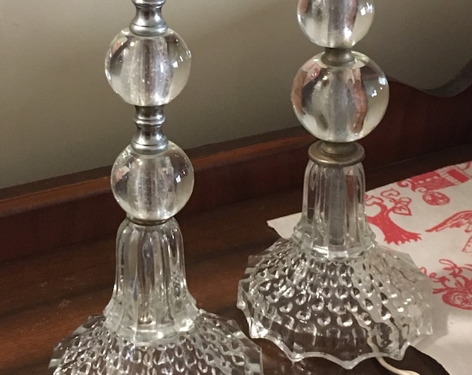 Vintage Glass Candlestick Boudoir Stacking Globes Lamp Set Etsy