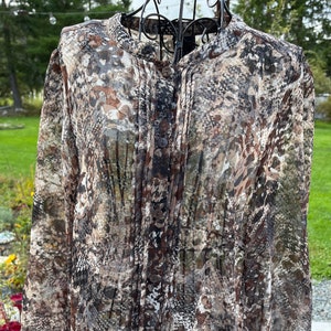 Vintage Covington Brown Black White Leopard Long Sleeves Blouse Small Polyester