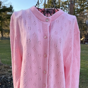 Vintage Pink “Brunny”Cardigan Pin Up Rockabilly Sweater 1950’s Acrylic