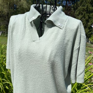 Vintage Green Sweater Short Sleeves Orlon Acrylic Women Sweater