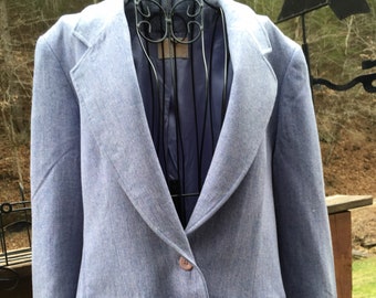 Vintage Blue Pendleton Wool Blazer size 12/14 Virgin Wool dark academia style