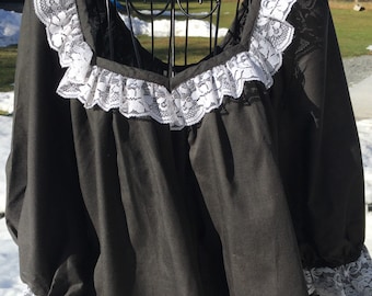 Tru West Rockmount Ranchwear Black Square Dance Top/ Blouse Large