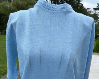 Vintage Blue Acrylic DuPont Orlon Pullover Sweater 1950’s