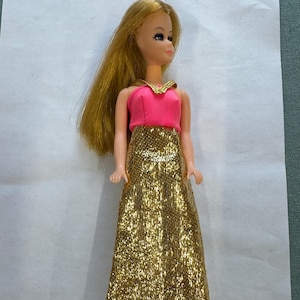 Vintage Dawn Doll 1970 Beauty Pageant Dress Shop Collectible 6.5” Doll Stiff Legs