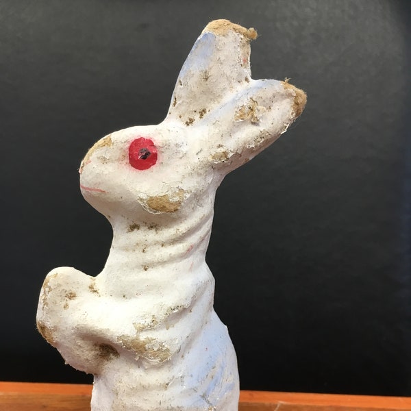 Vintage Easter Bunny Rabbit Paper Mache 1920 Candy Holder Easter Decoration