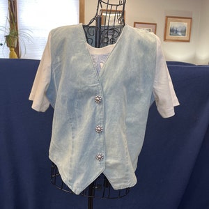 Vintage Denim Vest Short Sleeve Insert Small Size