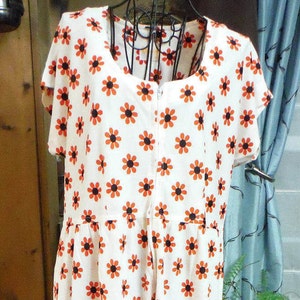 Boho Hippie Maxi Orange, White, Black Daisy's Striped Short sleeve Dress Fifth Avenue Robes Summer Loong Dress image 2