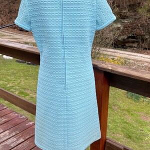 Vintage 1950's Light Blue Knit Shift Dress Leslie fay Originals image 4